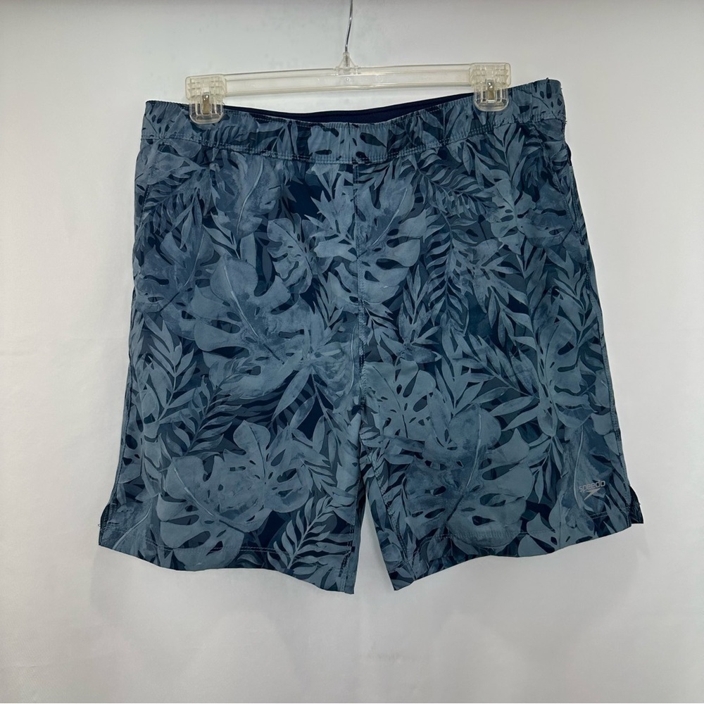 Speedo Men’s Hydro Volley Swim Trunks XL Lined Drawstring Blue Tropical Print